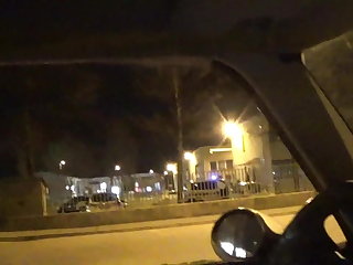 Trekanter Public threesome sex in front of a police station